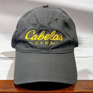 Cabelas Club Gray Hat Adjustable Strapback Gold Logo Embroidered One Size